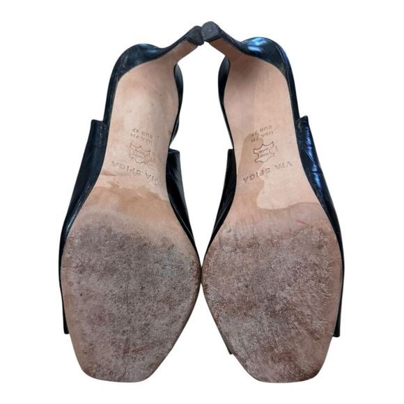 Via Spiga Terese Peep Toe Heeled Black Leather Booties 7 - Picture 6 of 6